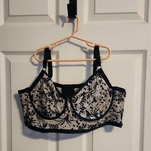 Torrid Black and Cream Lace Full Sheer Bra